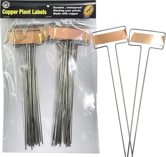 Copper Plate Metal Plant Labels Garden Stake Tags Reusable Planting Gardening Markers (10 x 2.6 inch)