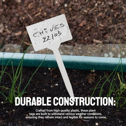 20pcs White Plastic T-Shape Plant Labels, 6inch - Perfect for Outdoor, Indoor & Greenhouse Plants