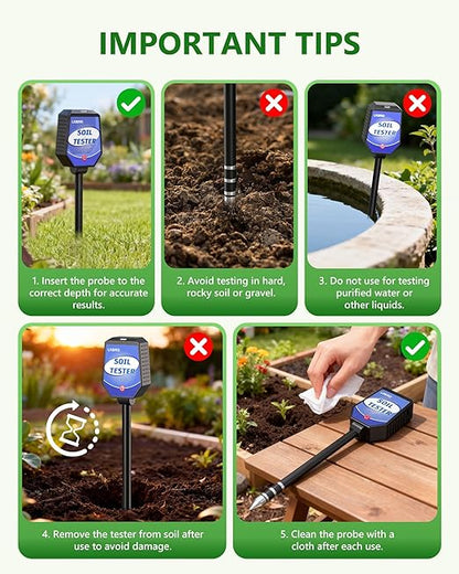 8-in-1 Soil Moisture Tester with APP Monitoring, Soil Moisture pH Meter, Light, Salinity, Fertility, EC, Temperature, Humidity Soil Test Kit for Garden, Farming, Lawns, Indoor & Outdoor Plants.