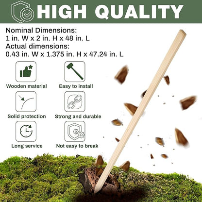 20 Pieces Wooden Garden Stakes 48 Inch Grade and Survey Stakes Wooden Garden and Sign Posts for Plant Support Silt Fence Yard Farm Survey Boundaries Baselines