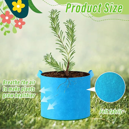 12 Pcs Multicolor Plant Grow Bags Large Grow Bags Fabric Planter Thickened Non Woven Fabric Pots with Handles for Indoor Outdoor Garden Planting Seeds Flower, 6 Colors (5 Gallon)