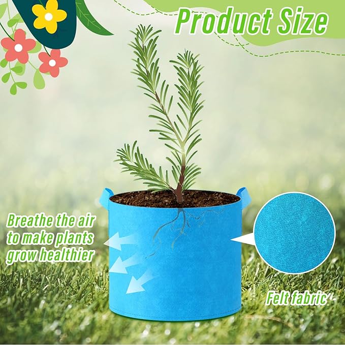 24 Pcs Multicolor Plant Grow Bags Large Grow Bags Fabric Planter Thickened Non Woven Fabric Pots with Handles for Indoor Outdoor Garden Planting Seeds Flower, 6 Colors (5 Gallon)