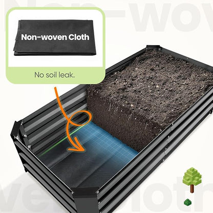 KING BIRD Raised Garden Bed Kit with Bottom 2025 Upgraded Galvanized Planter Garden Box Outdoor & Indoor for Gardening, Vegetables, Flowers, Dark Grey, 47.2x23.6x11.8 in