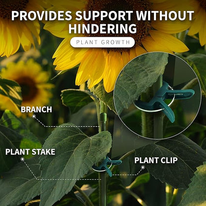 Ram-Pro 20 Piece Green Gentle Gardening Plant & Flower Lever Loop Gripper Clips, Tool for Supporting or Straightening Plant Stems, Stalks, and Vines, Garden Clips
