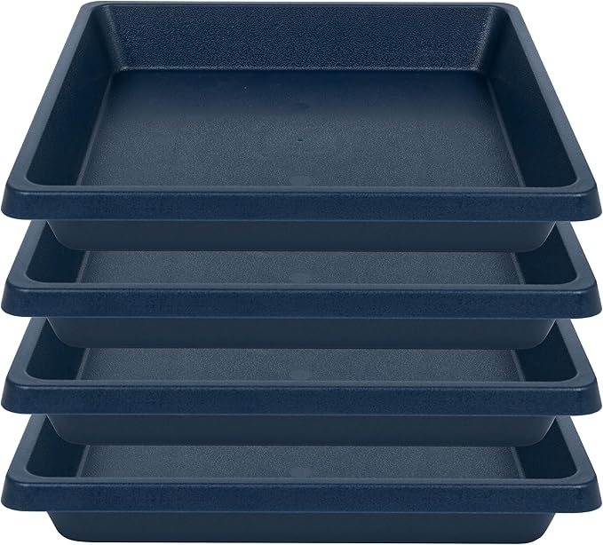 Square Plant Saucer 10 Inch 4 Pack, Plant Drip Trays and Flower Pot Saucers，Doubles Plant Water Catcher Tray, Plant Trays for Indoors No Holes, Plant Drainage Tray Saucers for Potted Plants