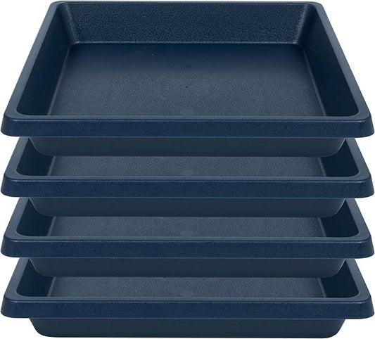 Square Plant Saucer 10 Inch 4 Pack, Plant Drip Trays and Flower Pot Saucers，Doubles Plant Water Catcher Tray, Plant Trays for Indoors No Holes, Plant Drainage Tray Saucers for Potted Plants