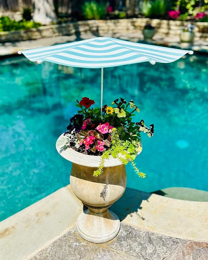 Fixed Plant Shade for Potted Plants 28" x 30" Outdoor Container Sun Shade Cover Premium Fabric Canopy with Fiberglass Frame & Soil Anchor Stripes & Solids Assembly Required