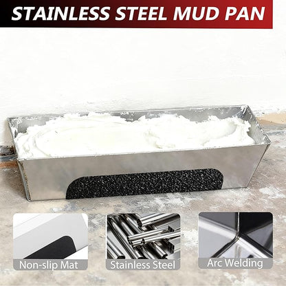 Drywall Skimming Blade Set, Include 24" Skimming Blade, 12" Mud Pan, 7" Drywall Compound Rollers, a Extension Handle and Three Drywall Tools for Drywall/Plaster/Wallboard
