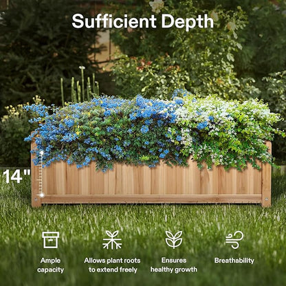 VIVOSUN 3.6 x 1.3Ft Wooden Raised Garden Bed, 43.5 x 16 x 14 Inches, Outdoor Wood Planter Box with Screwdriver and a Liner for Garden, Patio, Balcony, Backyard and Outdoors