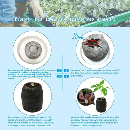 255Pcs 40mm Peat Pellet Fiber Soil Plant Seed Starters, Compressed Nutrient Seedling Pods Plugs, Fertilizer Block