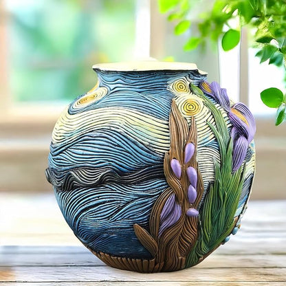 Starry Night Flower Pot Acolorful Art Resin Vase Unique Indoor and Outdoor Potted Plant Container for Home Balcony Decoration (1PCS)
