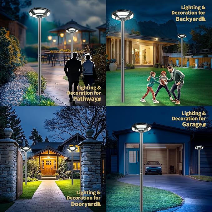 4000W Outdoor Street Light Head, Solar Powered, IP65 Waterproof, 350000LM 750 LEDs, Dusk to Dawn, Timer, Landscape Path Lamps, Post lamp with Remote for Lawn Pathway Driveway Yard