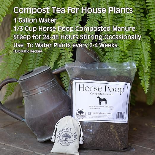 Horse Poop, 100% Natural Aged Unpasteurized Composted Manure and Sifted Premium Garden Soil Amendment for Plants, Compost Tea and Mushroom Substrate (10 lbs)