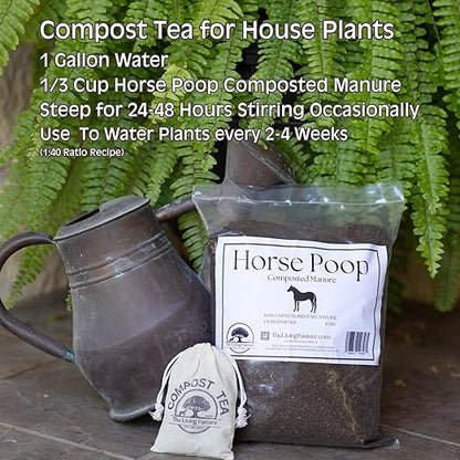 Horse Poop, 100% Natural Aged Unpasteurized Composted Manure and Sifted Premium Garden Soil Amendment for Plants, Compost Tea and Mushroom Substrate (10 lbs)