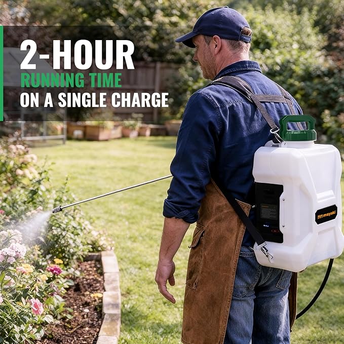 3Gallon Lawn Garden Sprayer Compatible with Makita 18V Battery, Backpack Pump Sprayer w/ 2.0Ah Battery, Translucent Water Tank, Adjustable Pressure, for Spraying Plants, Watering, Weeds, Cleaning