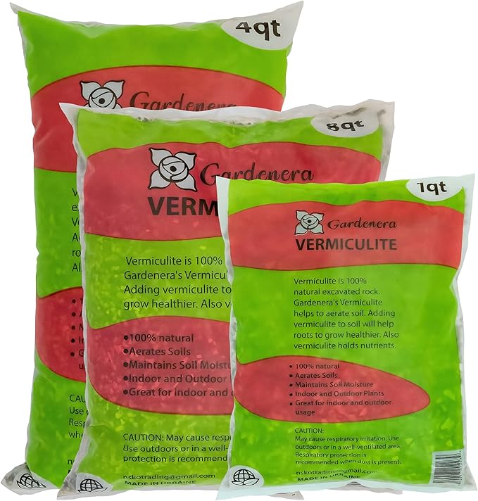 Horticultural Organic Vermiculite by GARDENERA - Medium Grade - Natural Soil Additive for Potted Plants - Orchids - Hydroponics - Terrariums (1 QT) - Set of 3