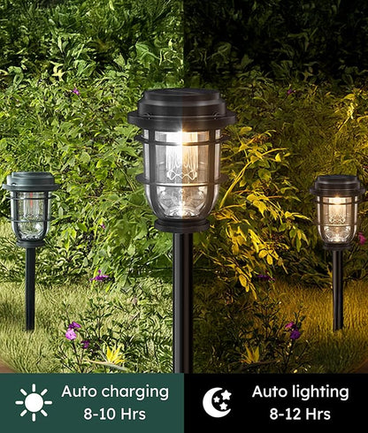 Bright Solar Pathway Lights Outdoor, 6 Pack Waterproof IP65, Auto On/Off Solar Powered Garden Lights for Yard Lawn Walkway Landscape Pool Outside - 3-in-1 Hanging, Tabletop & Stake Lighting