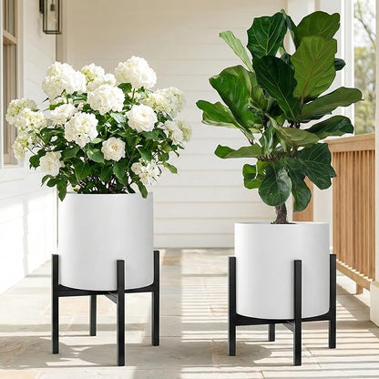 FaithLand Mid Century Plant Stand Indoor Outdoor(Plant Pot Not Included), Holds Planters with a Maximum Width of 14 Inch, Metal Planter Stand, Potted Plant Holder, Black - Width Not Adjustable