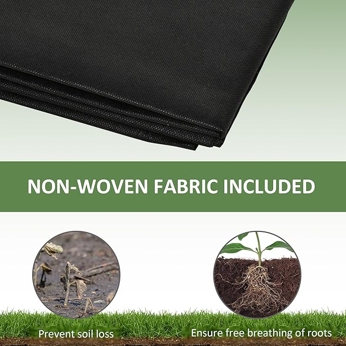Outsunny 8x2ft Wooden Raised Garden Bed Kit, Outdoor Elevated Planter Box, Self Draining Bottom and Liner, Patio to Grow Vegetables, Herbs, and Flowers, Natural