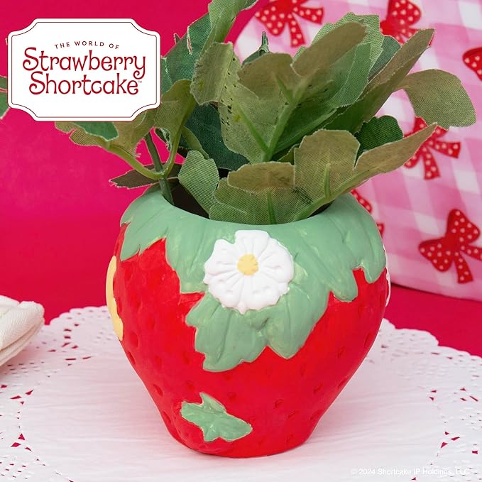 Horizon Group USA Paint Your Own Figurine Kit, DIY Art Project for Kids, Strawberry Shortcake Planter