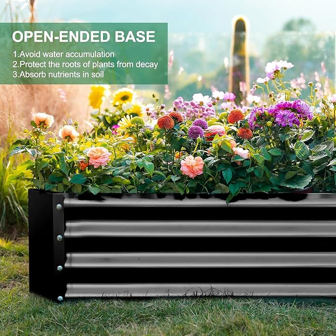 Land Guard 2 Pack 6×3×1ft Galvanized Metal Raised Garden Bed, Metal Planter Kit Box Outdoor for Deep-Rooted Vegetables, Flowers, Green and Herbs (Gray)