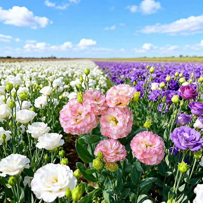 500 PCS Double Petal Eustoma Seeds, Lisianthus Flower Seeds for Indoor Outdoor Gardening, High Germination Rate Flower Seeds for Home Yard Balcony Container Planting
