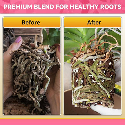 Riare 2QT Orchid Potting Mix, Natural Orchid Bark Potting Mix Soil Medium with Pine Bark and Perlite, Premium Orchid Repotting Kit for Phalaenopsis Dendrobiums, Enhanced Drainage & Root Expansion