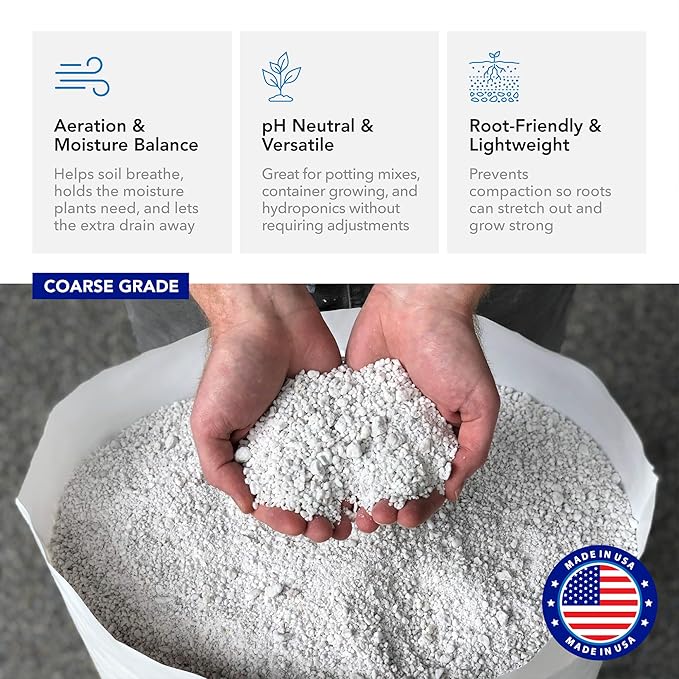 Supreme Perlite Coarse Horticultural Perlite for Potting Soil, Seed Starting, Propagation, Organic Gardening & Soil Aeration, 4 Cu Ft Bag