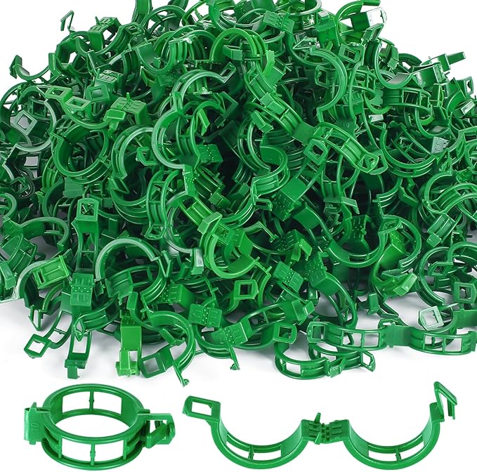 400PCS Plant Support Clips, Tomato Clips, Plastic Garden Clips, Vine Clips for Tomato Cucumber Flower Squash Vine, 1.2” Inner Diameter, Prevent Tomatoes from Pinching or Falling Off（Green） ﻿