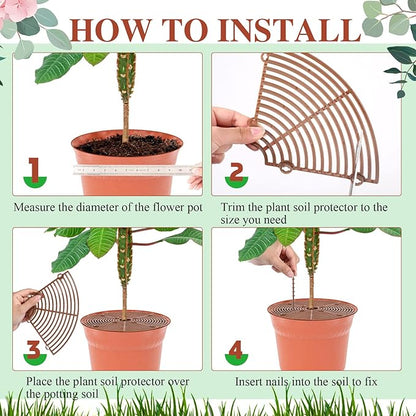 Sawysine 3 Pcs Plant Pot Cover Plant Protector from Animal Flower Pot Grid with Center Cutout Flower Cover Soil Protectors(Coffee,11.8 in)