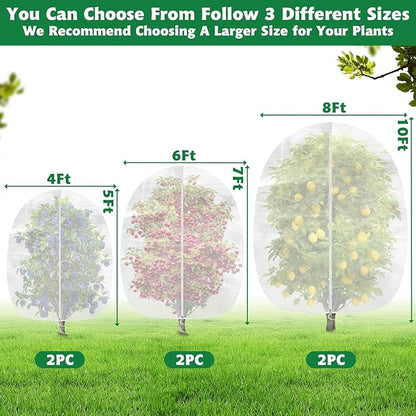 Evoio Bird Netting for Garden Plant Fruit Tree Protection Large Blueberry Bushes Netting Covers Bags with Zipper, 4 x 5 ft Shrubs Bush Tomato Strawberry Berry Barrier Mesh Cover Net Protector (2 Pcs)