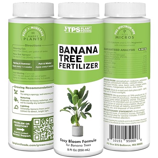 Banana Tree Fertilizer – Liquid Fertilizer for All Banana Tree Varieties, Supports Growth & Fruiting, 1 Gallon