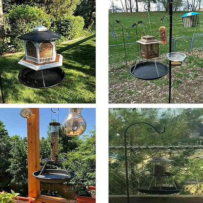 12.8" Homes Garden Platform Bird Feeder, Large Hanging Tray Squirrel Feeder, Seed Catcher Tray, Bird Viewing, Backyard, Large Capacity, Black