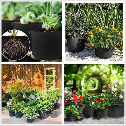 30-Gallon Grow Bags, (10 Pack) Thickened Aeration Fabric Growing Pots Planters with Handles for Planting Vegetables Plants, Black