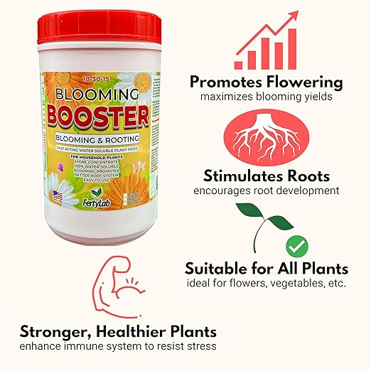 Bloom Booster - Flower Fertilizer for Indoor and Outdoor Plants - Blooming Promoter - Potted Plant Food - Water Soluble Flower Fertilizer - for Roots and Flowers - Tech Grade Raw Materials (3lb)