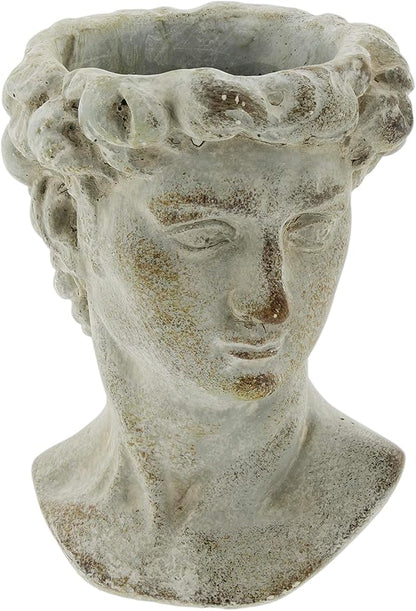 The Bridge Collection Antique Style Old World Greek Statue Head Cement Face Planter Pot