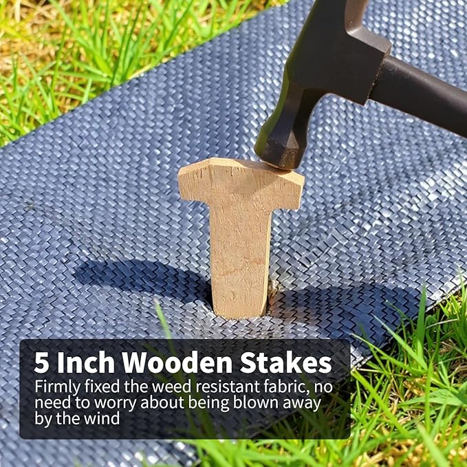5 Inch Wooden Garden Stakes, Holding Stakes, Sod Staples for Weed Fabric, Garden Support Pegs & Fabric Pins, Netting,Turf, Landscaping and Gardening
