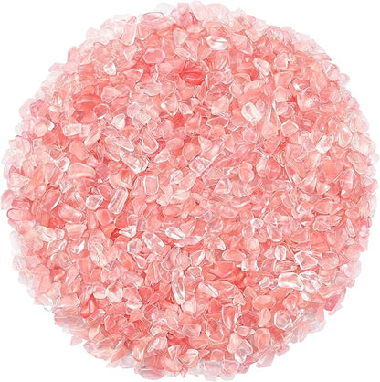 ZHIYUXI Watermelon Quartz 1lb Crystal Chips Bulk Fish Tank Decorations Aquarium Rocks Gravel Vase Filler Stones Crystals for Candle Making Witch Kit Gravel for Plants Quartz Sand Gemstone
