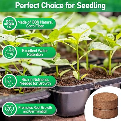 Legigo 50 Pcs 40mm Coco Coir Pellets Seed Starter Soil Mix- Organic Coconut Coir Potting Soil Pods for Seedling, Coco Peat Soil Discs for Indoor & Outdoor Plants Bonsai Herbs Vegetables and Flowers