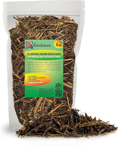Premium Natural Mulch Cover by Gardenera - Beautify Your Garden and Promote Sustainable Landscaping - 5 QUARTS