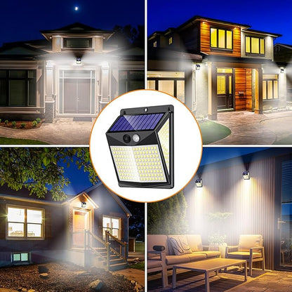 Solar Lights Outdoor Motion Sensor - Solar Motion Detector Lamps for Outside, 238 LED with 300° Angle Illumination and 3 Lighting Modes, IP65 Waterproof Solar-Powered for Garden, Patio, Yard [4 Pack]