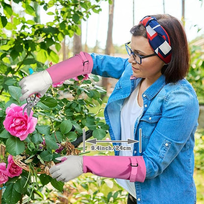Long-Gardening-Gloves for Women/Men - Thorn Proof Rose Pruning Gloves Heavy Duty Gauntlet, Best Garden Gifts for Gardener-M