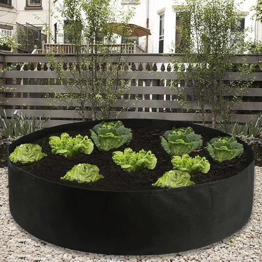 Firlar 2 Pack Fabric Raised Garden Beds, 50 Gallon Grow Bag Planting Bed Round Raised Planter Garden Bed Bag Planter Container for Plants, Herb, Flowers and Vegetables, Black