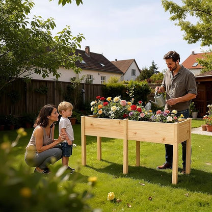 DoCred Raised Garden Bed, 70.9" x 22.8" x 31.5" Large Elevated Wooden Horticulture Planter Box with Wood Legs Standing Growing Bed Planter for Gardening, Balcony, Backyard, Patio