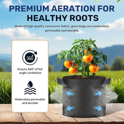 Simple Deluxe 10 Gallon 20 Pack Grow Bags with Handles, Vegetable/Flower/Plant Nonwoven Aeration Fabric Plant Pots Gardening Planter for Potato, Tomato and Fruits, Black