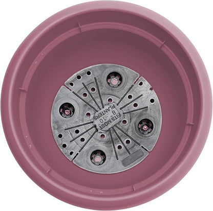 Bloem Ariana 16" Dusty Rose Round Self-Watering Resin Planter Pot - Rolled Rim Indoor and Outdoor Gardening Planter