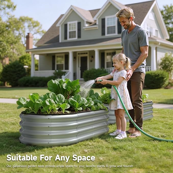4x2x1 FT Raised Garden Bed, Metal Planter Box Outdoor, Planters for Outdoor Plants, Flower, Vegetables, Herbs (Silver,1PC)