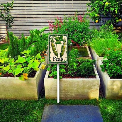 Uptell Vegetable Garden Peas Yard Sign Label With Stake Plant Markers For Outdoor Plants Waterproof 8x12inch Nursery Garden Outdoor Sign