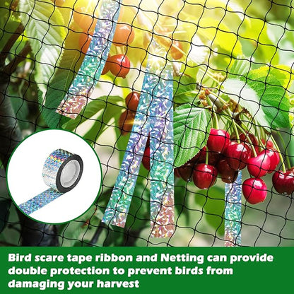 50'x50' with 2" Mesh Bird Netting for Chicken Coop with Bird Scare Tape, Hawk Nettings for Chicken Run, Heavy Duty Poultry Nettings Chicken Netting Roof Deer Net