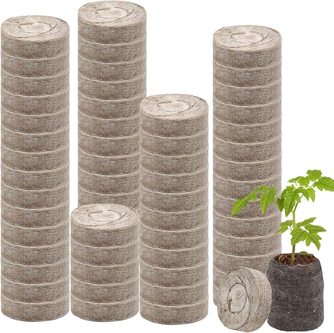 Legigo 100 Pcs 30mm Peat Pellets Seed Starter Soil Pods- Seedling Soil Block Peat Pods for Seed Starting, Compressed Seed Pod Starter Plugs for Garden Plant Cuttings Herb Flower and Vegetables